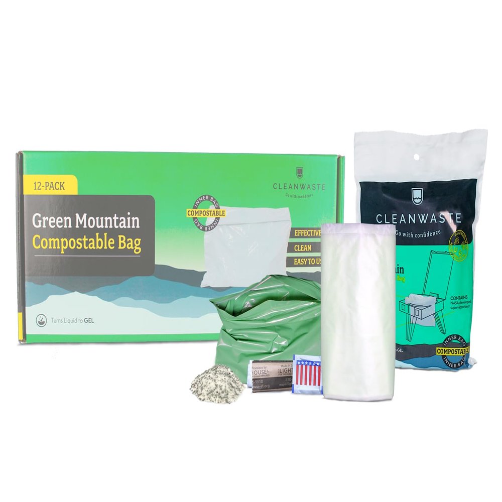 Cleanwaste Green Mountain Compostable Toilet Waste Bags, 12-Pack