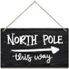 Rustic Wooden Wall Decor, North Pole This Way Christmas Sign, Personalized Door Sign, Hanging Home Decor with Rope, 30.5 x 45.7 cm view 1