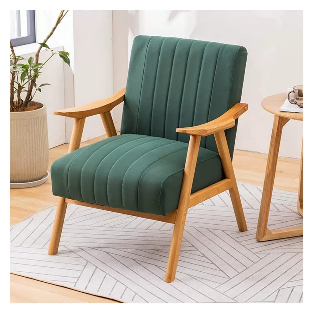GAONUDAN Upholstered Accent Chair with Wood Legs, Lumbar Cushion, Green