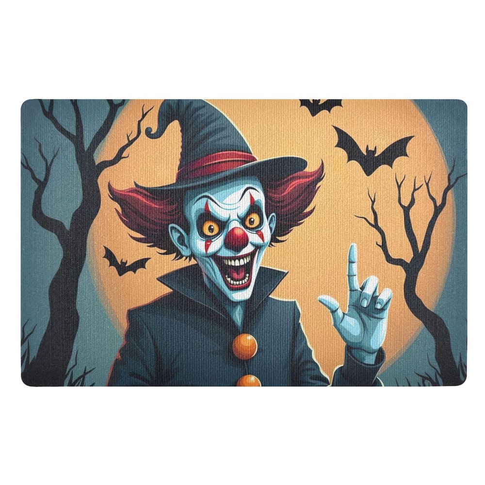 Clown Bats Doormat, Orange, 81.3 x 50.8 cm, Washable Dirt-Trapping Floor Mat