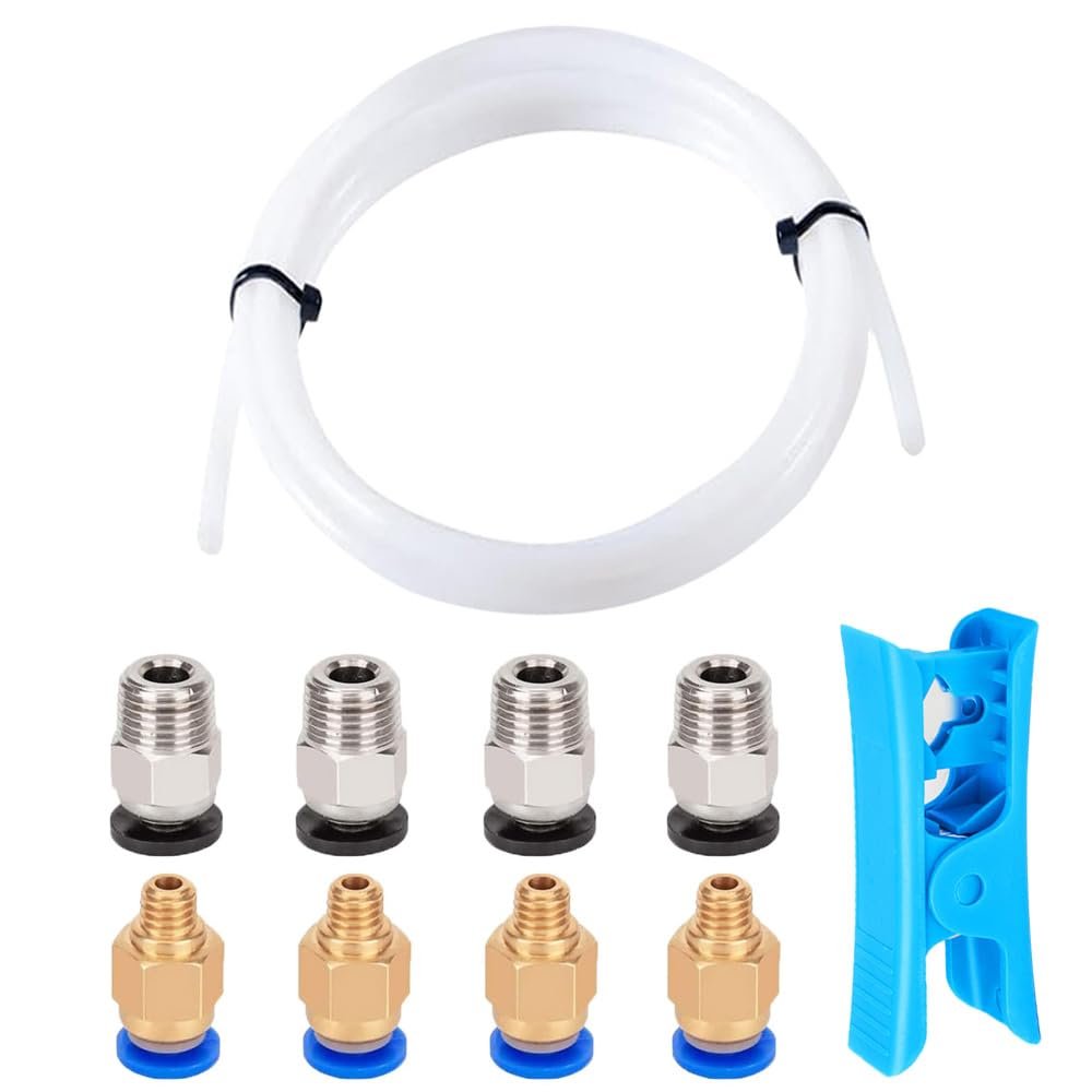 Aiqeer 1 m PTFE Teflon Tube with Cutter and 8 Pneumatic Fittings