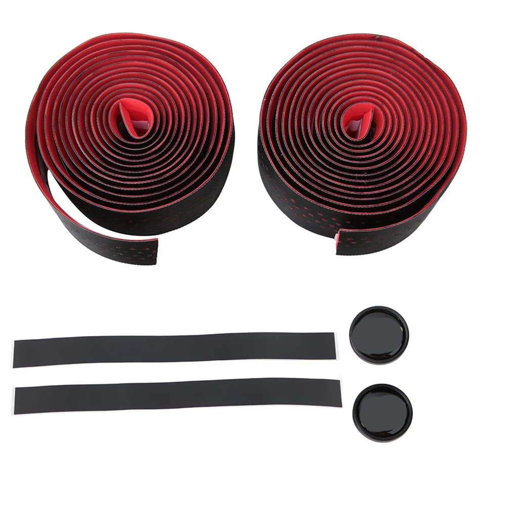 Akozon Non-Slip PU Mountain Handlebar Wrap, Red, Soft Breathable Road Bike Tape Grip