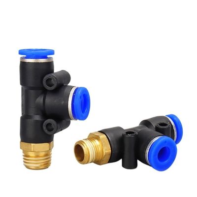 PD Pneumatic Quick Coupling, Male Thread M5, 1/8", 1/4", 3/8", 1/2", T-Type Three-Way Hose Connector, 6/8/10/12 mm, RUAJOGYNVM (PD6-03)