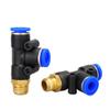 PD Pneumatic Quick Coupling, Male Thread M5, 1/8", 1/4", 3/8", 1/2", T-Type Three-Way Hose Connector, 6/8/10/12 mm, RUAJOGYNVM (PD6-03) view 1