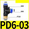 PD Pneumatic Quick Coupling, Male Thread M5, 1/8", 1/4", 3/8", 1/2", T-Type Three-Way Hose Connector, 6/8/10/12 mm, RUAJOGYNVM (PD6-03) view 2
