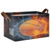 YOUJUNER Large Storage Basket, Basketball Design, Foldable Organizer with Handles for Toys, Clothes and Books view 1