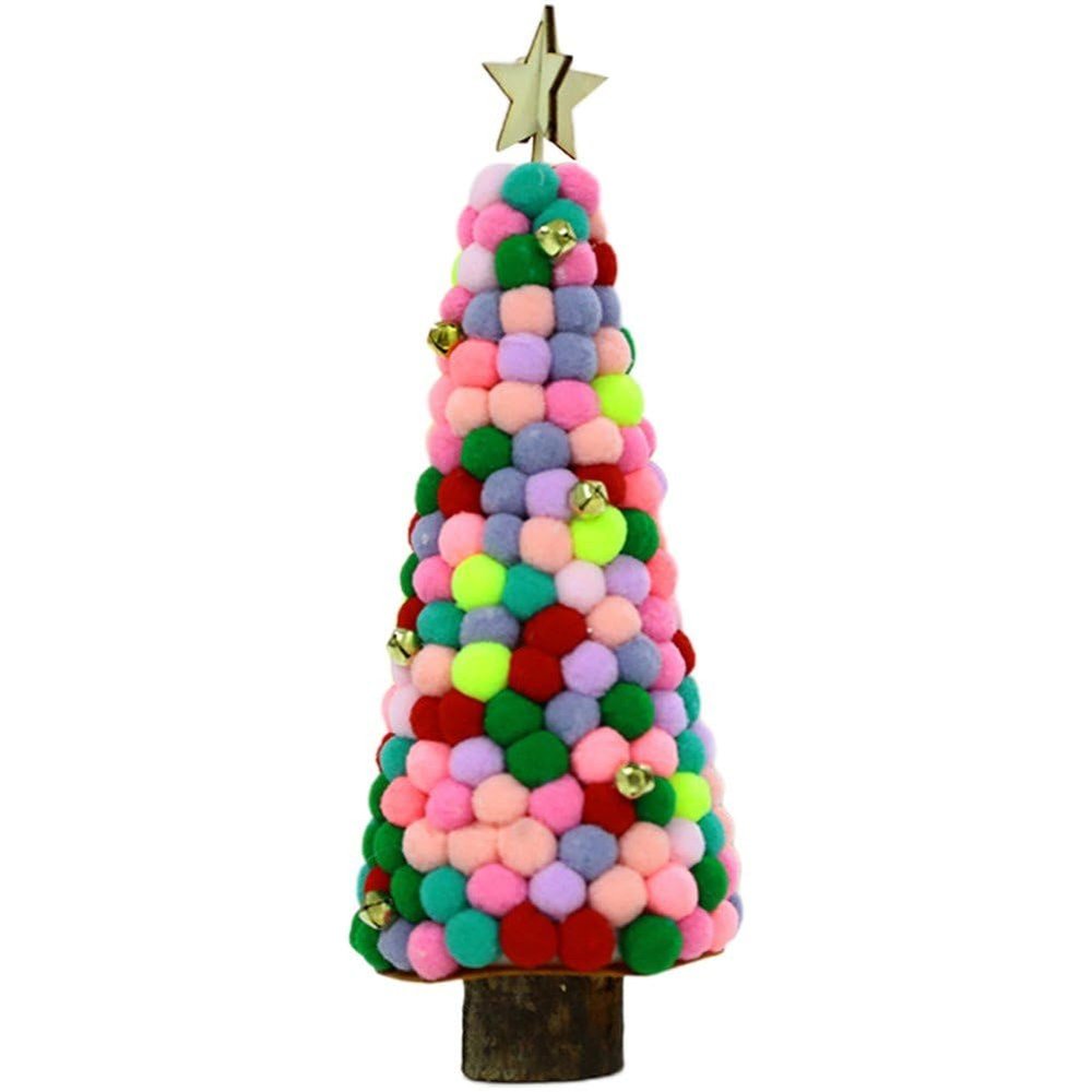 Lpitoy Mini Christmas Tree Decoration with Wooden and Wool Felt Details