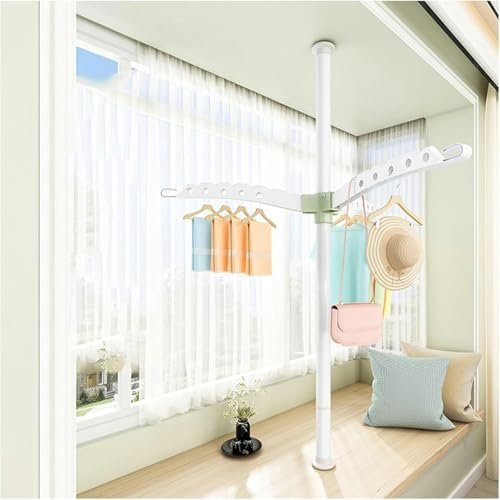 Adjustable Floor-to-Ceiling Garment Rack with 2 Tiers for Indoor Use