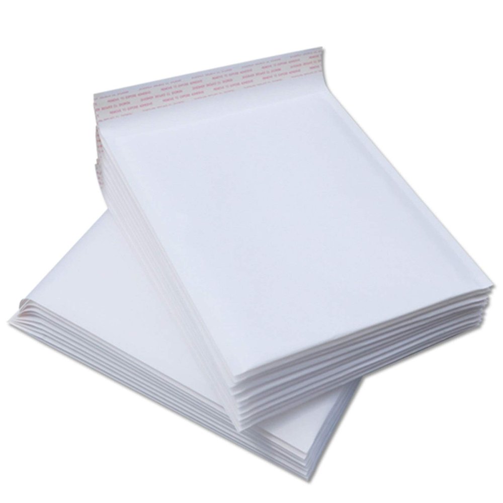 Small Padded Self-Sealing Mailers, 100 Pack, White Paper Bubble Envelopes (12 x 18 cm)