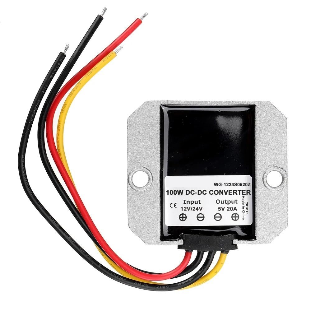 RUAJOGYNVM 12V/24V to 5V DC-DC Buck Converter, 15A, for Cars and Boats