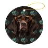 German Shorthaired Pointer in Glasses Ceramic Christmas Tree Ornament view 1