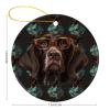 German Shorthaired Pointer in Glasses Ceramic Christmas Tree Ornament view 2