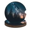 Car Coasters, 4-Pack, Trees Under the Starry Night, Non-Slip Rubber Cup Holder Inserts view 1