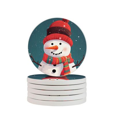 Christmas Snowman Coasters, 4 in, 6-Pack