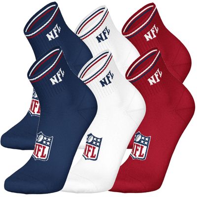 NFL SHIELD 6-Pack Quarter Socks - BLU/WHT/RED - 35/38