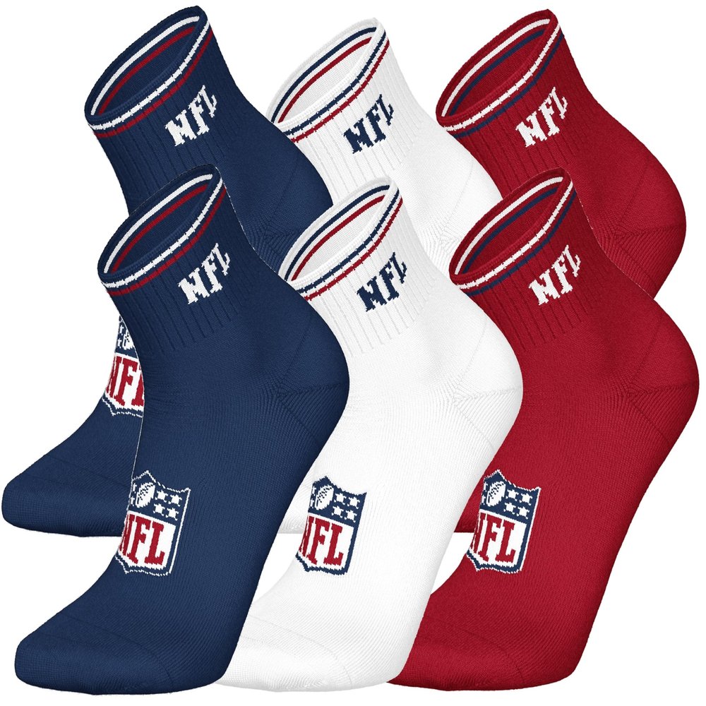 NFL SHIELD 6-Pack Quarter Socks - BLU/WHT/RED - 35/38