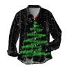 Men's Christmas Shirt, Long Sleeve, Snowflake Print view 3
