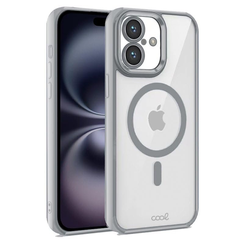 Cool Magnetic Protective Case for iPhone 16, Silver Rim