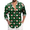 Men's Christmas Shirt with Snowflake Print, Long Sleeve Button-Up Top view 2