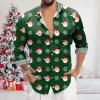 Men's Christmas Shirt with Snowflake Print, Long Sleeve Button-Up Top view 3