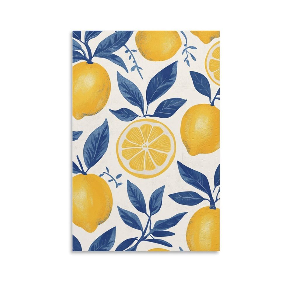 DHBANEIOK Lemon Wall Art - Modern Canvas Poster for Living Room, Office, Kitchen, or Bedroom, 8 x 12 in (20 x 30 cm)