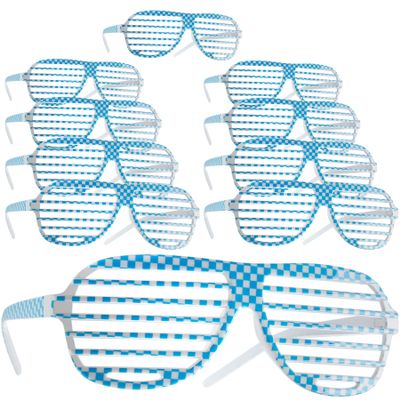 dressforfun Retro Party Glasses, Blue/White Grid, 10-Pack