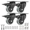 IQWTU Heavy-Duty Swivel Casters with Brakes, 75 mm Furniture Casters, Dual-Bearing PU Trolley Wheels, Rubber Swivel Casters with Screws and Nuts, Set of 4 Industrial Plate Casters up to 500 kg view 1
