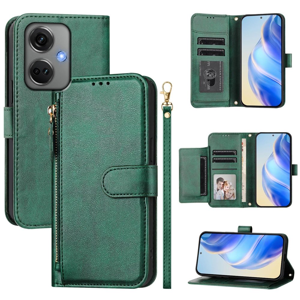Compatible with OnePlus Nord CE3 5G CPH2569 / Oppo K11 5G PJC110 PU Leather Card Holder Wallet Flip Case with Magnetic Closure and Stand, Green