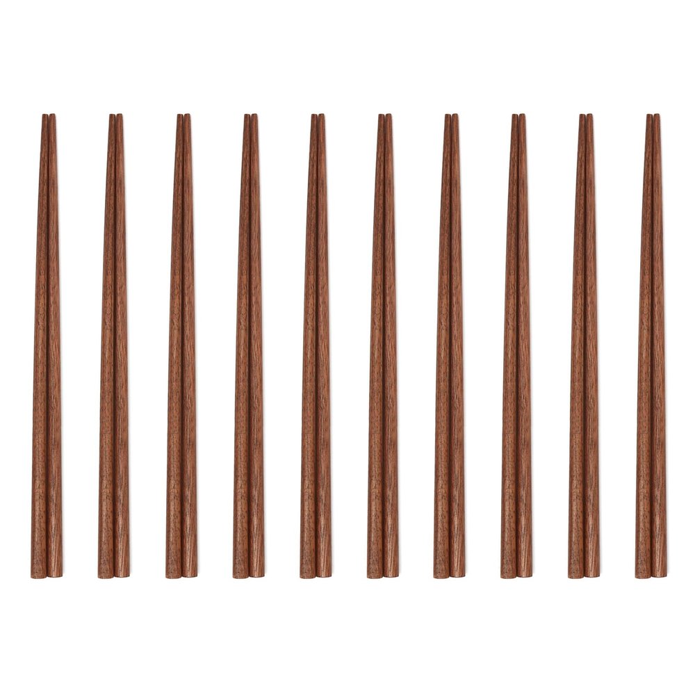 UPTALY 10 Pairs Black Walnut Wood Chopsticks, 7.3 in/19 cm