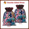 Tropical Floral Print Drawstring Gift Bags for Birthdays, Weddings and Christmas view 3