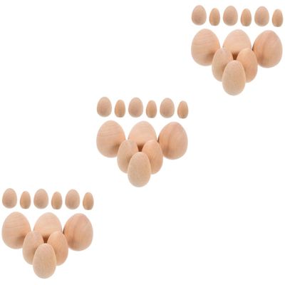 NUOBESTY Unfinished Wooden Easter Eggs, 3 Sets of 20