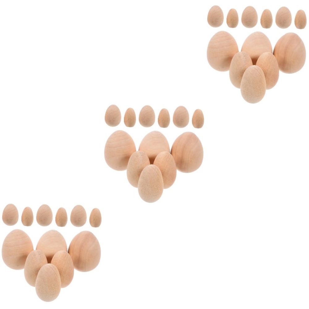 NUOBESTY Unfinished Wooden Easter Eggs, 3 Sets of 20