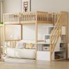 Kebnor 90 x 200 cm Loft Bed with Safe Storage Ladder, Solid Pine Frame for Kids and Teens (Wood + White) view 1
