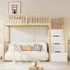 Kebnor 90 x 200 cm Loft Bed with Safe Storage Ladder, Solid Pine Frame for Kids and Teens (Wood + White) view 3