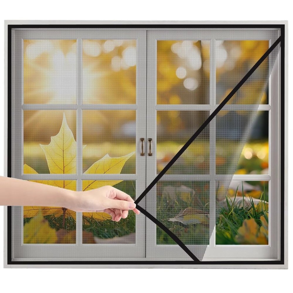 No-Drill Fly Screen for Skylight Windows, 75 × 160 cm, Black