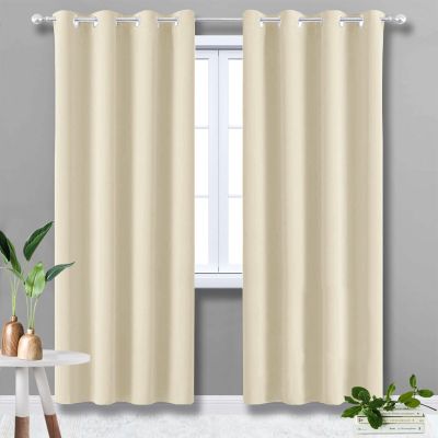 HUAXIQUE Blackout Curtain, 1 Piece, Heat and Cold Protection, Beige, 230 x 245 cm
