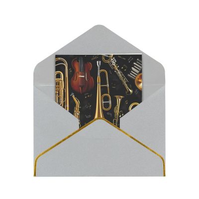 BEIVGOXL Printed Musical Instrument Greeting Cards with Envelopes, Light Gray