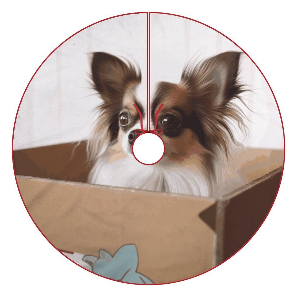 Christmas Tree Skirt, 30 in, Papillon in the Box