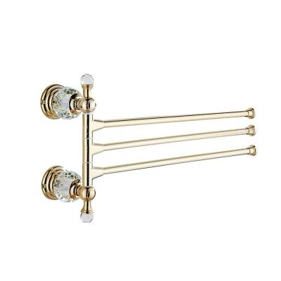 MKAK Bathroom Movable Towel Holder, 4-Tier Chrome Towel Bar, Bathroom Hardware, Gold, 3-Tier