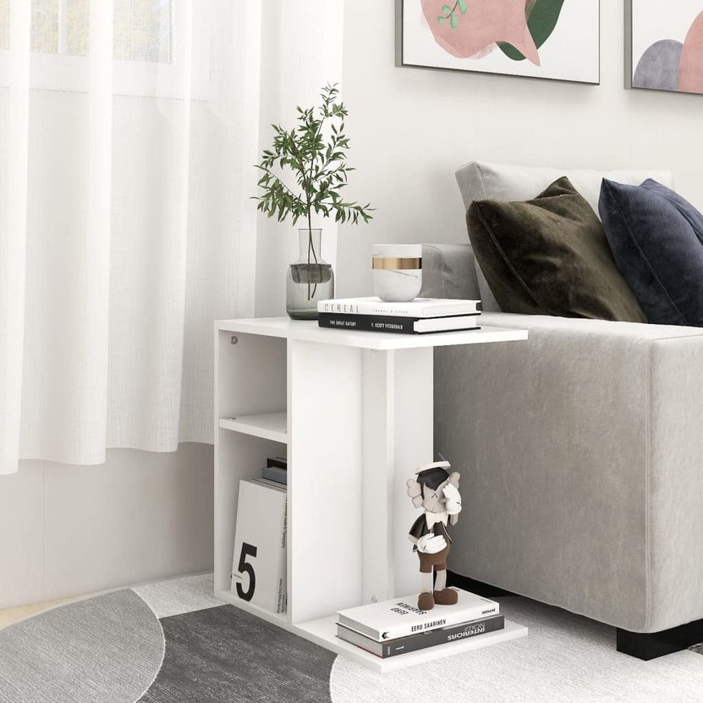Lauuoeriau Side Table, White, 50 x 30 x 50 cm, Engineered Wood