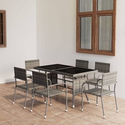 LXYZWRW 7-Piece Polyrattan Garden Furniture Set, Anthracite & Gray