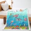 Purple and Blue Jellyfish Plush Throw Blanket, 150 x 150 cm view 1