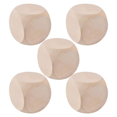 Aizuoni Blank Wooden Dice Blocks, 5-Piece Set