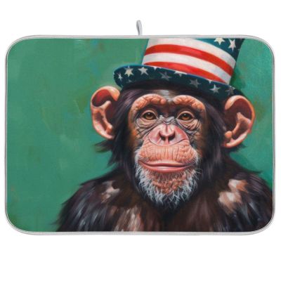 Heat-Resistant Gorilla Portrait Dish Drying Mat, Absorbent Microfiber, 41 x 46 cm
