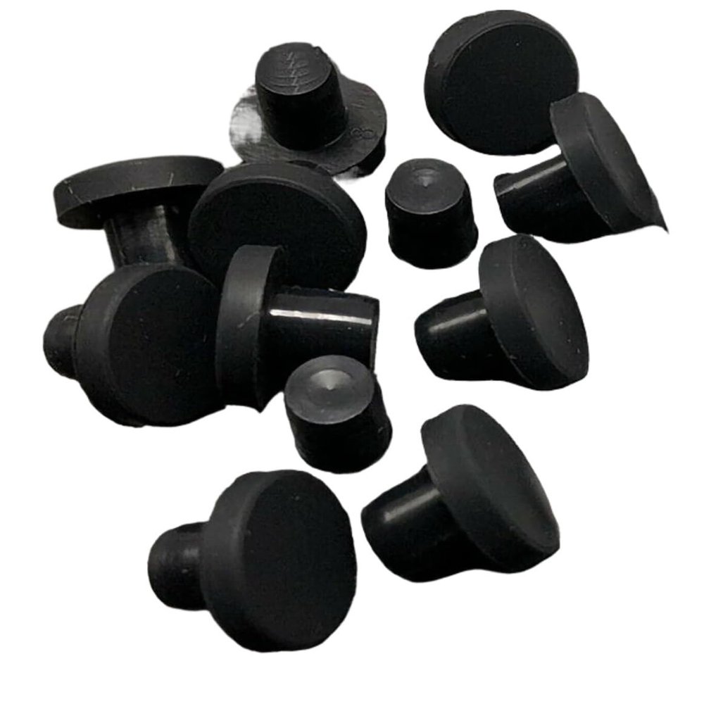 T-Shaped Silicone Rubber Sealing Hole Plugs, 10-Pack, 2.7–14 mm, Black, 4.5 mm