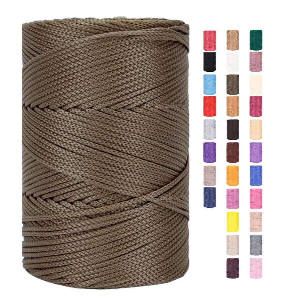 Macrame Cord 3 mm x 225 m, Cotton-Polyester Yarn for Crochet, Bags and Baskets (26.1 pcs.)
