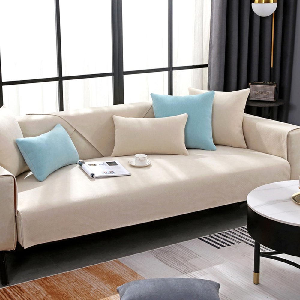 ZCXRYFL Soft Chenille Sofa Cover, Non-Slip, Beige, 70 x 90 cm