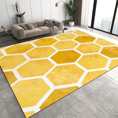 3D-Printed Abstract Geometric Checked Stripe Rug for Bedroom, Kids' Room, and Playroom, Flannel Memory Foam, Non-Slip
