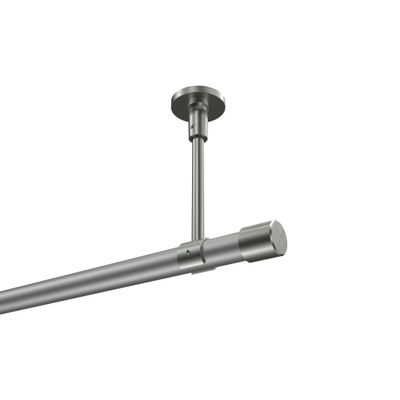 INTERDECO 20 mm Single-Track Curtain Rod, Silver Gray/Stainless-Steel Look, 600 cm