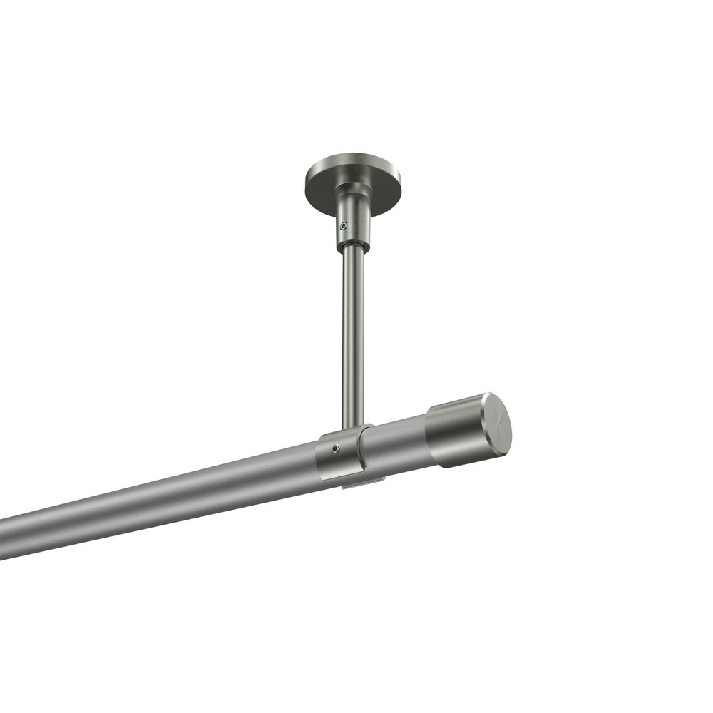 INTERDECO 20 mm Single-Track Curtain Rod, Silver Gray/Stainless-Steel Look, 600 cm